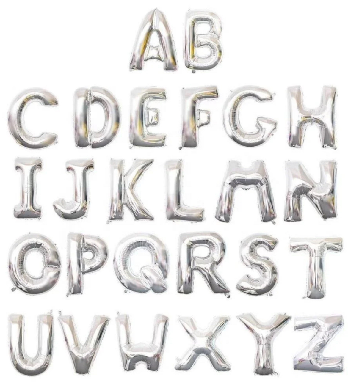 Code R110 حروف بالون هواء صغير فضي